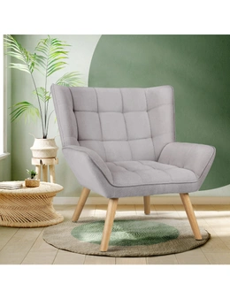 Oikiture Armchair Accent Chairs Sofa Lounge Fabric Upholstered Tub Chair Grey