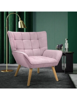Oikiture Armchair Accent Chairs Sofa Lounge Fabric Upholstered Tub Chair Pink