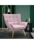 Oikiture Armchair Accent Chairs Sofa Lounge Fabric Upholstered Tub Chair Pink, hi-res