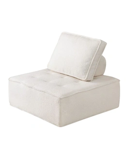 Oikiture Lounge Chair  Sherpa Sofa Adjustable Back Cushion White