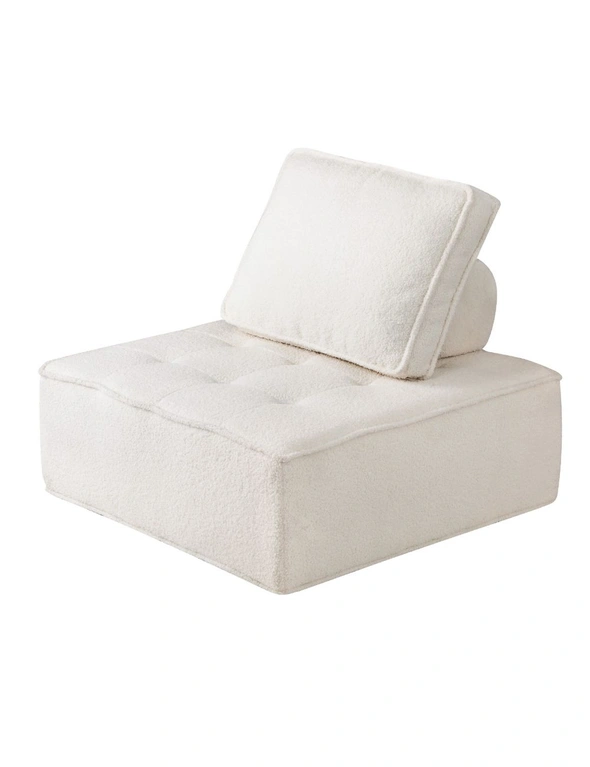 Oikiture Lounge Chair  Sherpa Sofa Adjustable Back Cushion White, hi-res image number null