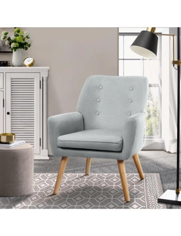 Oikiture Armchair Lounge Chair Linen Accent Armchairs Tub Chairs Sofa Grey