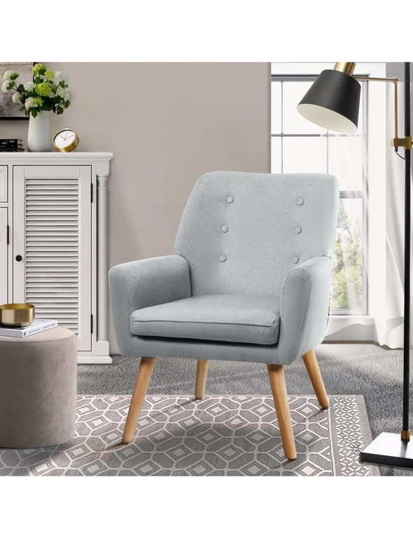 Oikiture Armchair Lounge Chair Linen Accent Armchairs Tub Chairs Sofa Grey, hi-res image number null