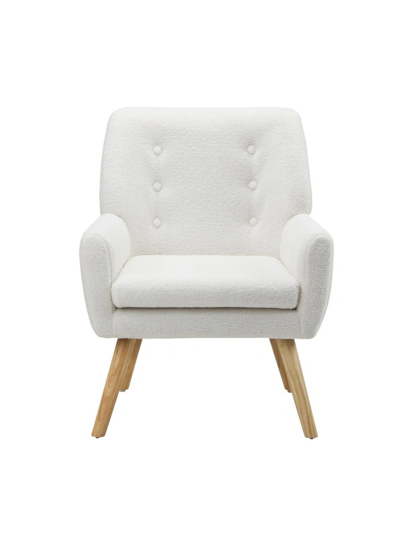 Oikiture Armchair Lounge Chair Sherpa Accent Armchairs Tub Chairs Sofa White, hi-res image number null
