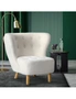 Oikiture Armchair Lounge Accent Chair Armchairs Couches Sofa Bedroom Wood White, hi-res