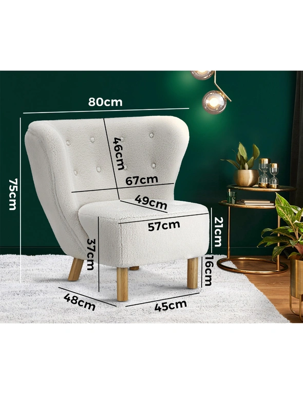 Oikiture Armchair Lounge Accent Chair Armchairs Couches Sofa Bedroom Wood White, hi-res image number null