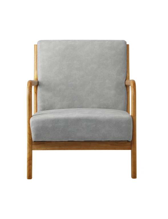 Oikiture Armchair Lounge Chair Accent Armchairs Couches Sofa Wood Light Grey, hi-res image number null