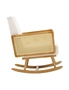Oikiture Rocking Chair Nursing Armchair Linen Accent Chairs PE Rattan Beige, hi-res