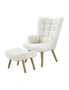 Oikiture Armchair Lounge Chair Ottoman Accent Armchairs Sherpa Sofa Chairs White, hi-res