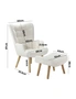 Oikiture Armchair Lounge Chair Ottoman Accent Armchairs Sherpa Sofa Chairs White, hi-res