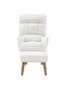 Oikiture Swivel Recliner Armchair Lounge Ottoman Accent Chair With Stool Sherpa White, hi-res