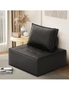 Oikiture 1PC Modular Sofa Lounge Chair Armless TOFU Back PU Leather Black, hi-res