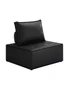 Oikiture 1PC Modular Sofa Lounge Chair Armless TOFU Back PU Leather Black, hi-res