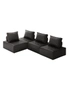 Oikiture 4PC Modular Sofa Lounge Chair Armless TOFU Back PU Leather Black, hi-res