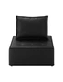 Oikiture 4PC Modular Sofa Lounge Chair Armless TOFU Back PU Leather Black, hi-res