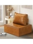 Oikiture 1PC Modular Sofa Lounge Chair Armless TOFU Back PU Leather Brown, hi-res