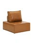 Oikiture 1PC Modular Sofa Lounge Chair Armless TOFU Back PU Leather Brown, hi-res