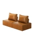 Oikiture 2PC Modular Sofa Lounge Chair Armless TOFU Back PU Leather Brown, hi-res