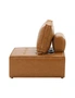 Oikiture 2PC Modular Sofa Lounge Chair Armless TOFU Back PU Leather Brown, hi-res