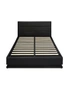 Oikiture RGB LED Bed Frame Double Size Gas Lift Base With Storage Black Leather, hi-res