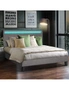 Oikiture Bed Frame RGB LED Double Size Mattress Base Platform Wooden Grey Fabric, hi-res