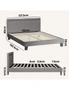 Oikiture Bed Frame RGB LED Double Size Mattress Base Platform Wooden Grey Fabric, hi-res