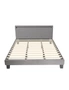Oikiture Bed Frame RGB LED King Size Mattress Base Platform Wooden Grey Fabric, hi-res