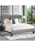 Oikiture Bed Frame Double Size Mattress Base Platform Wooden Slats Grey Fabric, hi-res