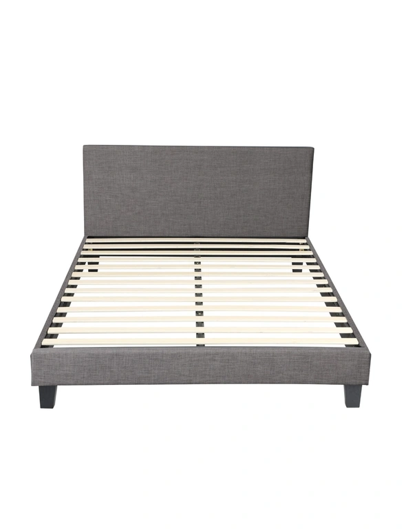 Oikiture Bed Frame Double Size Mattress Base Platform Wooden Slats Grey Fabric, hi-res image number null