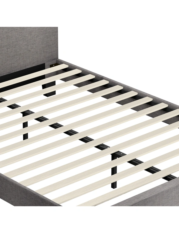 Oikiture Bed Frame Double Size Mattress Base Platform Wooden Slats Grey Fabric, hi-res image number null