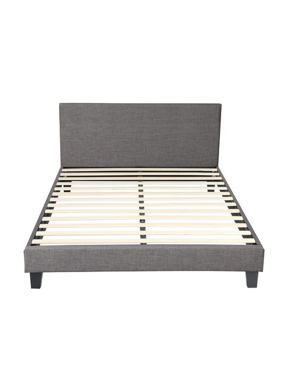Oikiture Bed Frame Queen Size Mattress Base Platform Wooden Slats Grey Fabric, hi-res image number null