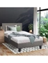 Oikiture Bed Frame Single Size Mattress Base Platform Wooden Slats Grey Fabric, hi-res