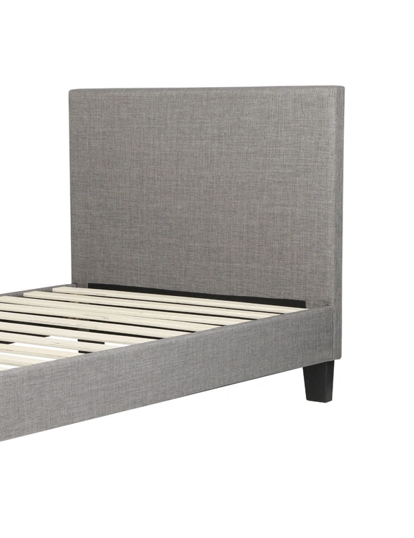 Oikiture Bed Frame Single Size Mattress Base Platform Wooden Slats Grey Fabric, hi-res image number null