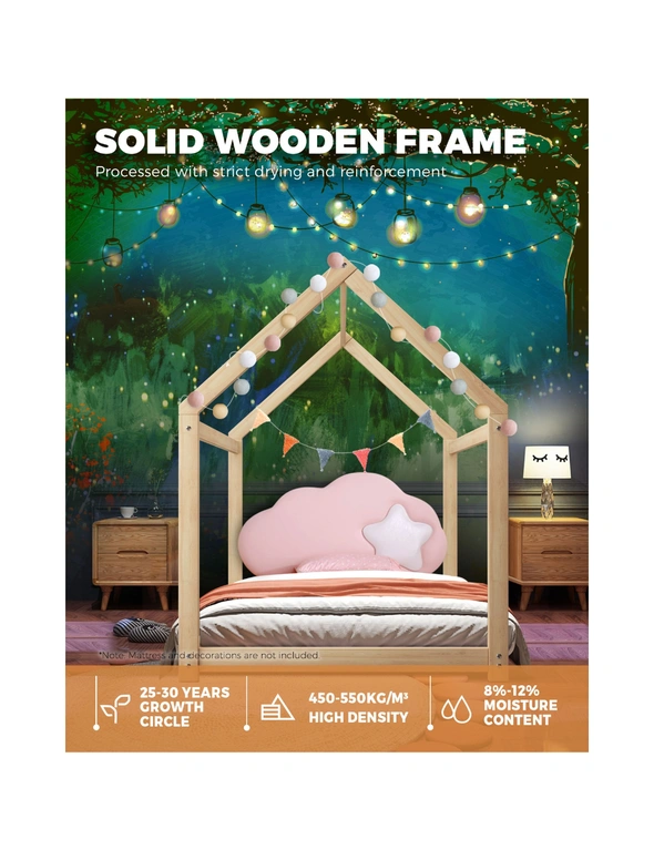 Oikiture Wooden Bed Frame Single Wood Mattress Base Pine Timber Platform, hi-res image number null
