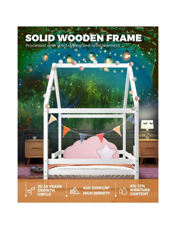 Oikiture Kids Bed Frame Single Wooden Bedframe Mattress Base Timber Platform, hi-res image number null