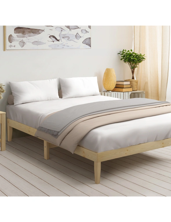 Oikiture Bed Frame Queen Size Wooden Timber Mattress Base Bedroom Furniture, hi-res image number null