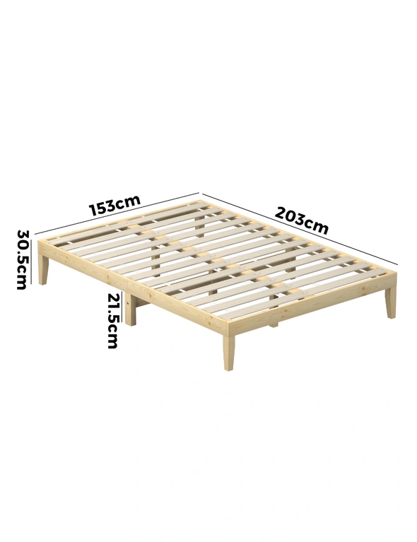 Oikiture Bed Frame Queen Size Wooden Timber Mattress Base Bedroom Furniture, hi-res image number null