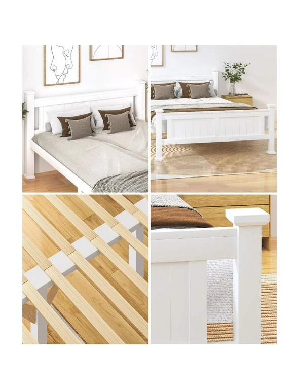 Oikiture Bed Frame Single Size Pine Wooden Timber Base Platform Bedroom, hi-res image number null