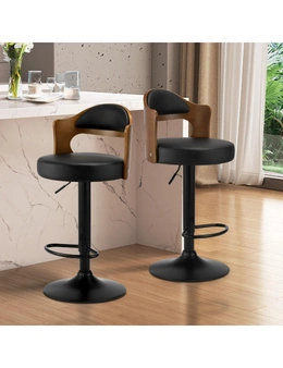 Oikiture Bar Stools Kitchen Swivel Barstool Chair Gas Lift Metal Leather 2