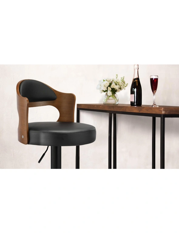 Oikiture Bar Stools Kitchen Swivel Barstool Chair Gas Lift Metal Leather 2, hi-res image number null