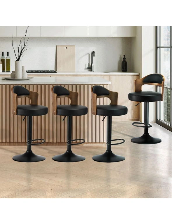 Oikiture Set of 4 Bar Stools Kitchen Swivel Barstool Chairs Gas Lift Metal, hi-res image number null