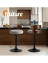 Oikiture Bar Stools Kitchen Gas Lift Swivel Chairs Stool Wooden Barstool Grey x2, hi-res