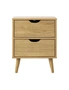 Oikiture Bedside Tables 2 Drawers Side Table Nightstand Storage Cabinet Wood, hi-res