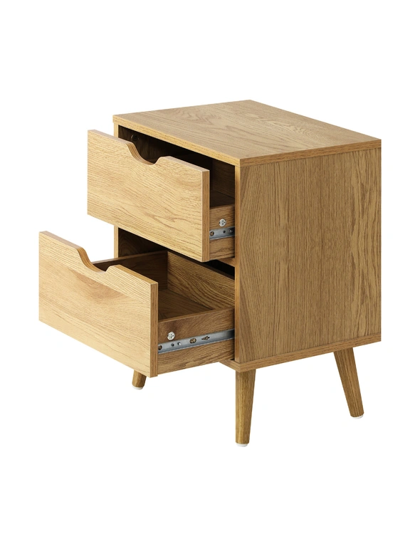 Oikiture Bedside Tables 2 Drawers Side Table Nightstand Storage Cabinet Wood, hi-res image number null