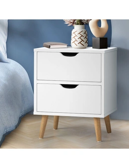 Oikiture Bedside Tables 2 Drawers Side Table Nightstand Storage Cabinet White