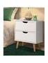 Oikiture Bedside Tables 2 Drawers Side Table Nightstand Storage Cabinet White, hi-res