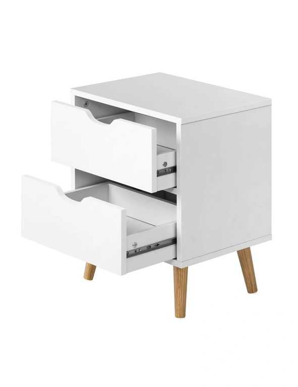 Oikiture Bedside Tables 2 Drawers Side Table Nightstand Storage Cabinet White, hi-res image number null