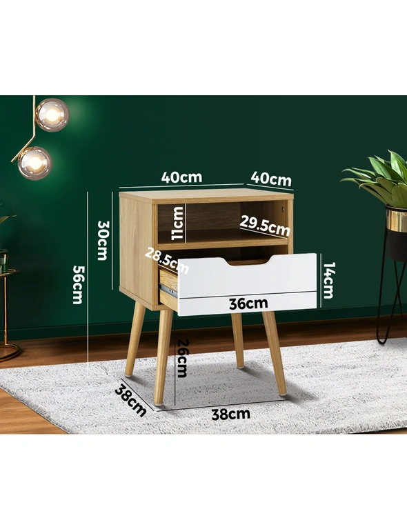 Oikiture Bedside Table Drawers Side Tables Nightstand Trendy Furniture Cabinet, hi-res image number null
