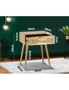 Oikiture Bedside Table Drawers Bedroom Wood Cabinet Nightstand Rattan Furniture, hi-res