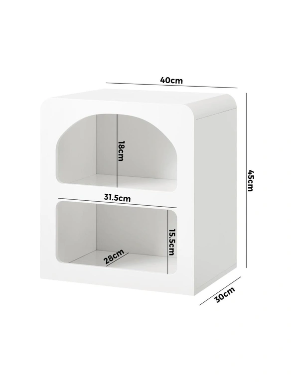 Oikiture Bedside Table Display Shelf Storage Cabinet Nightstand White, hi-res image number null